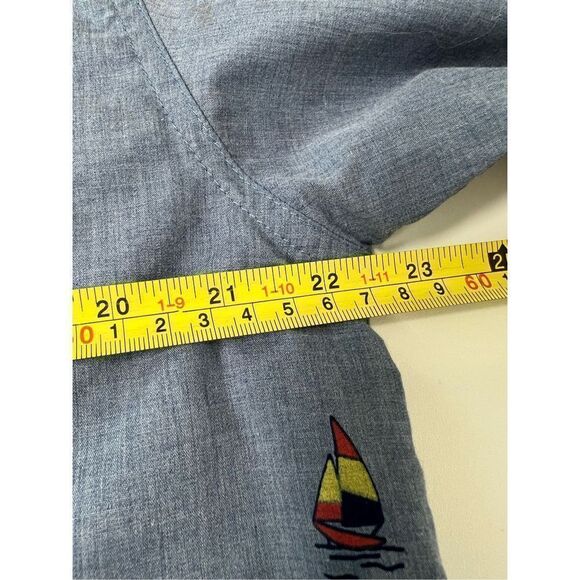 Walker Refinery Mens Button Down Shirt Size XL Sailboat Print Blue Short Sleeve - Picture 7 of 10
